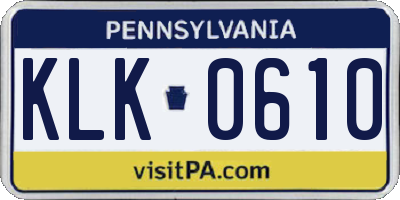 PA license plate KLK0610