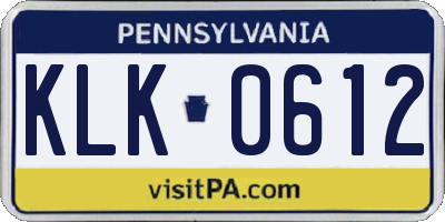 PA license plate KLK0612
