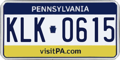 PA license plate KLK0615