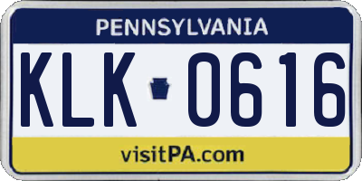 PA license plate KLK0616