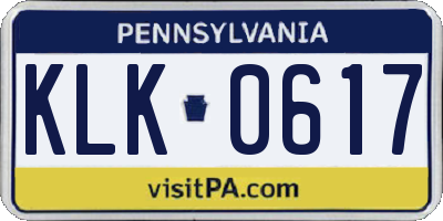 PA license plate KLK0617