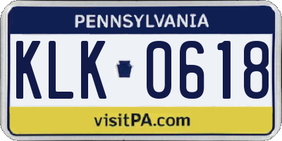 PA license plate KLK0618