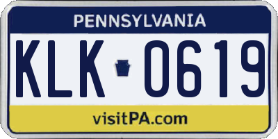 PA license plate KLK0619