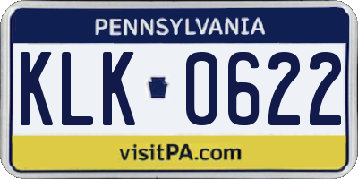 PA license plate KLK0622