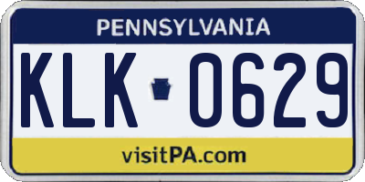 PA license plate KLK0629