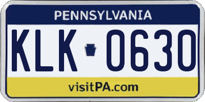 PA license plate KLK0630