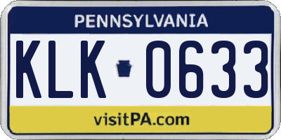 PA license plate KLK0633