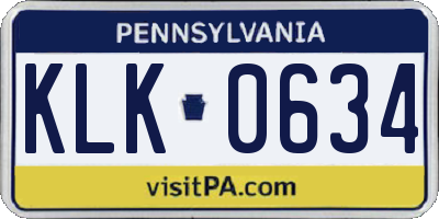 PA license plate KLK0634