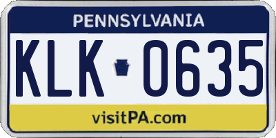 PA license plate KLK0635