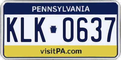 PA license plate KLK0637