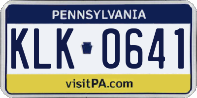 PA license plate KLK0641