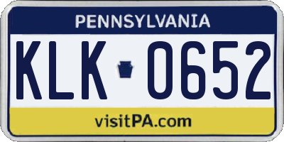 PA license plate KLK0652