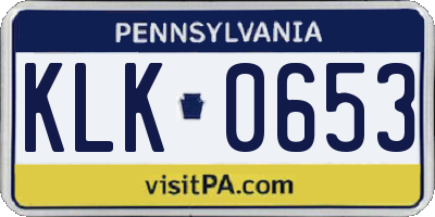PA license plate KLK0653