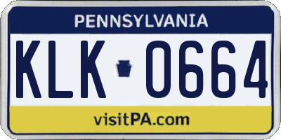 PA license plate KLK0664