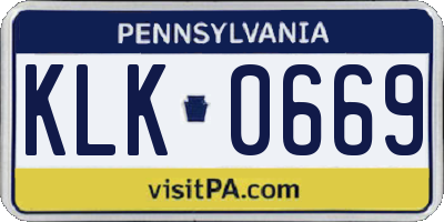 PA license plate KLK0669