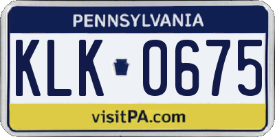 PA license plate KLK0675