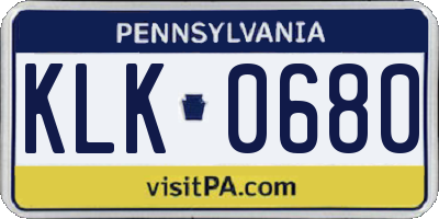 PA license plate KLK0680