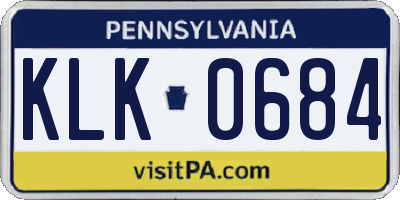 PA license plate KLK0684