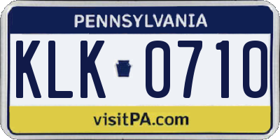 PA license plate KLK0710