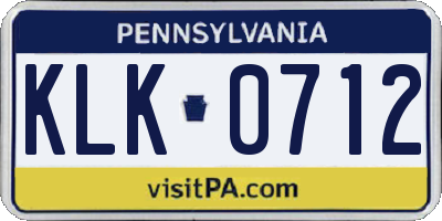 PA license plate KLK0712