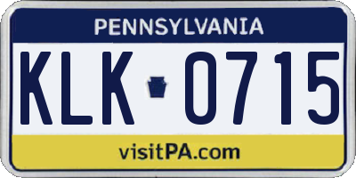 PA license plate KLK0715