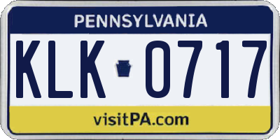PA license plate KLK0717