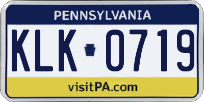 PA license plate KLK0719