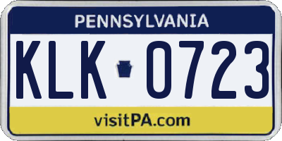 PA license plate KLK0723
