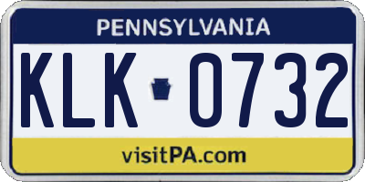 PA license plate KLK0732