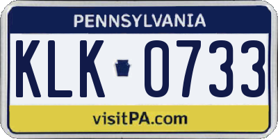 PA license plate KLK0733