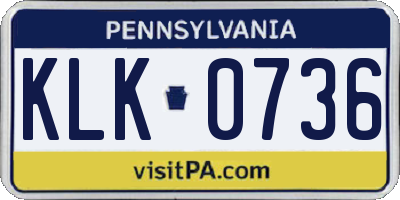 PA license plate KLK0736
