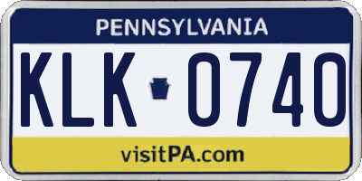 PA license plate KLK0740