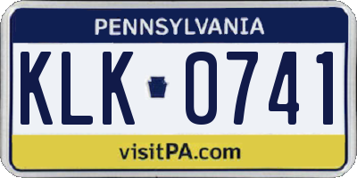 PA license plate KLK0741