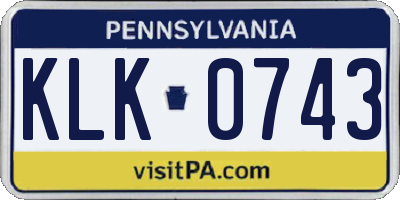 PA license plate KLK0743