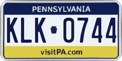 PA license plate KLK0744