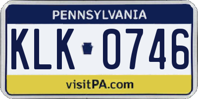 PA license plate KLK0746