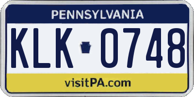 PA license plate KLK0748