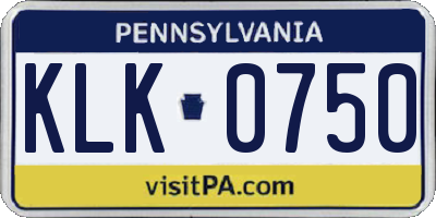PA license plate KLK0750