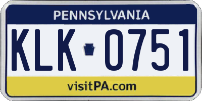 PA license plate KLK0751
