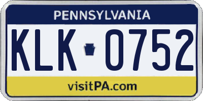 PA license plate KLK0752