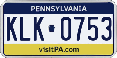 PA license plate KLK0753