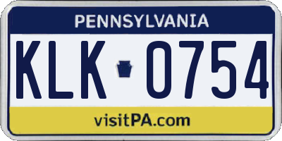 PA license plate KLK0754