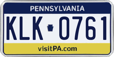 PA license plate KLK0761