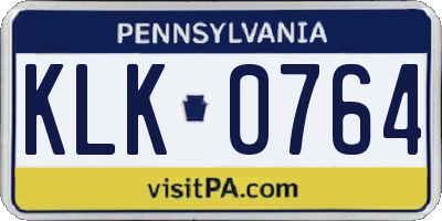 PA license plate KLK0764