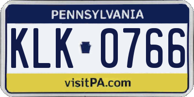 PA license plate KLK0766