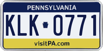 PA license plate KLK0771