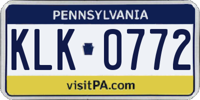 PA license plate KLK0772