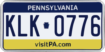 PA license plate KLK0776