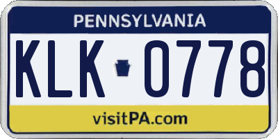 PA license plate KLK0778