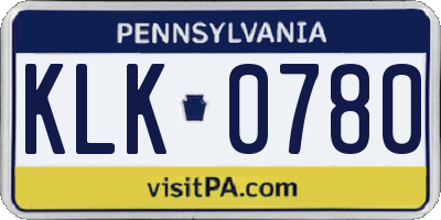 PA license plate KLK0780